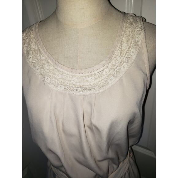 Forever 21 Lace & Tie Bow Belt Cream Jumpsuit Romper Women Size Medium M - Picture 2 of 11